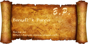 Benyák Panna névjegykártya